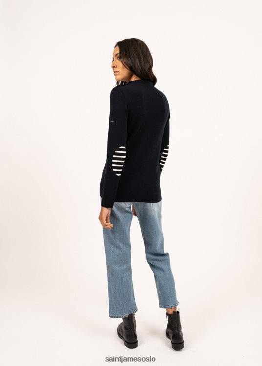 breton genser med jacquard albuelapp Saint James bregancon marinen kvinner 8ZH04V24