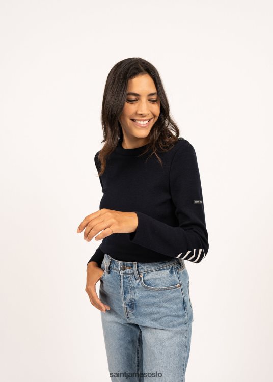 breton genser med jacquard albuelapp Saint James bregancon marinen kvinner 8ZH04V24