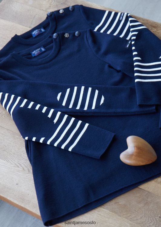 breton genser med jacquard albuelapp Saint James bregancon marinen kvinner 8ZH04V24