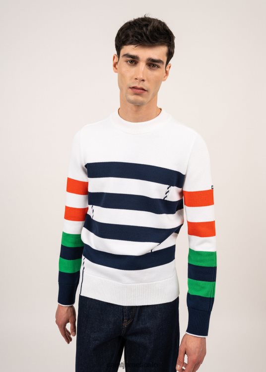 fargeblokk stripete bomullsgenser Saint James vauvert hvit/multico menn 8ZH04V144