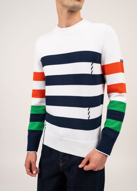 fargeblokk stripete bomullsgenser Saint James vauvert hvit/multico menn 8ZH04V144