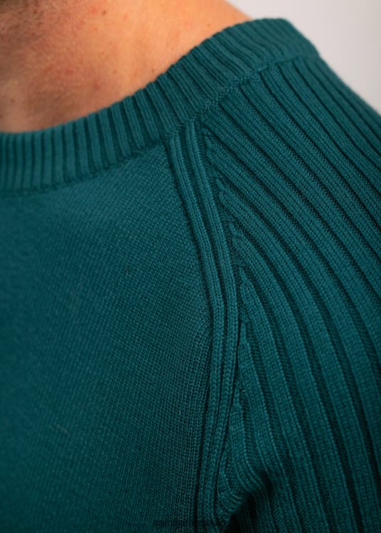 kontrastribbegenser 100% ull Saint James sienne Smaragd grønn unisex 8ZH04V149