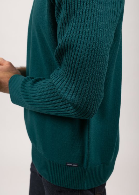 kontrastribbegenser 100% ull Saint James sienne Smaragd grønn unisex 8ZH04V149
