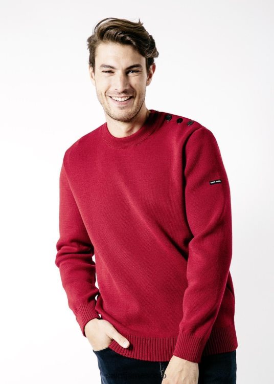 ullfiskergenser med løs passform på skulderknapper Saint James cancale rød unisex 8ZH04V165