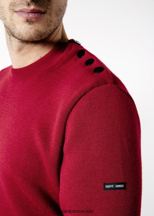 ullfiskergenser med løs passform på skulderknapper Saint James cancale rød unisex 8ZH04V165