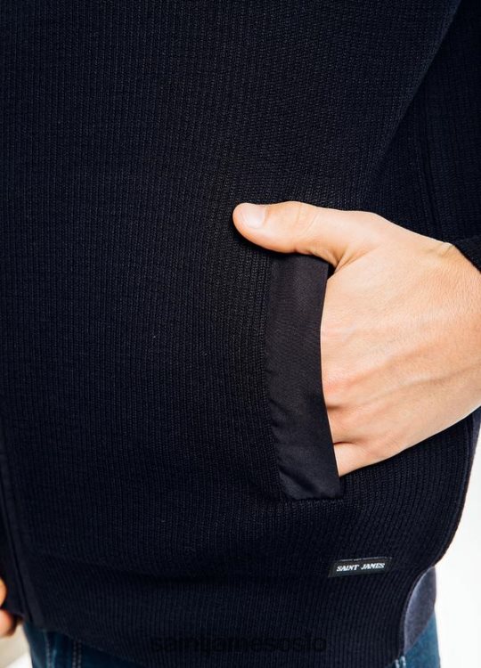 komfortabel strikket cardigan med glidelås Saint James navigatør marinen unisex 8ZH04V171