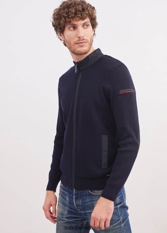 komfortabel strikket cardigan med glidelås Saint James navigatør marinen unisex 8ZH04V171