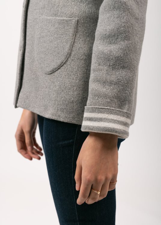 kort jakke med knapper med påsatte lommer Saint James nashville lys grå/vinterhvit kvinner 8ZH04V118