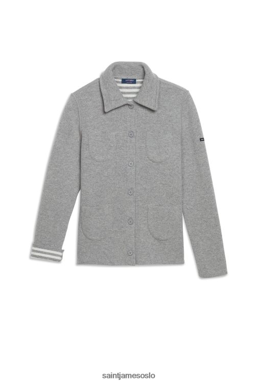 kort jakke med knapper med påsatte lommer Saint James nashville lys grå/vinterhvit kvinner 8ZH04V118