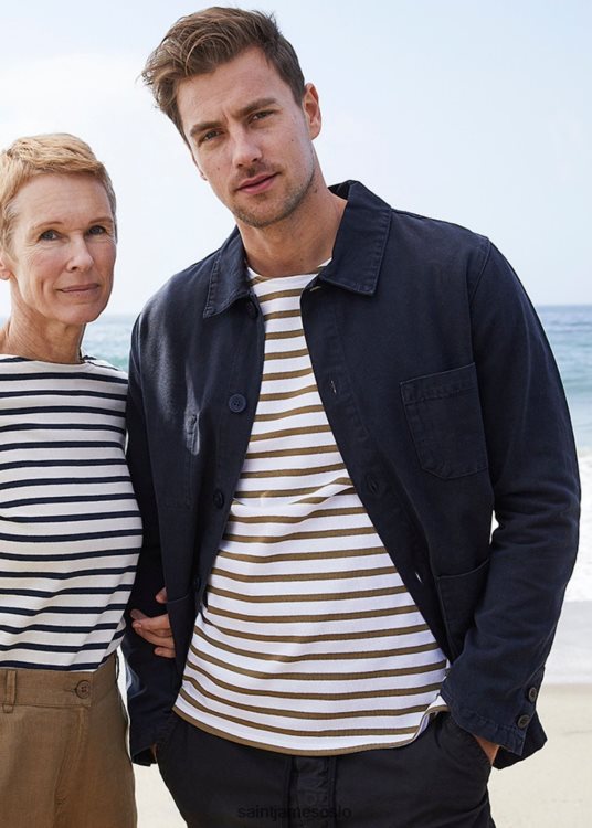 marineblå fransk chore jakke arbeidstøy bomull canvas Saint James sirocco ii marinen unisex 8ZH04V151