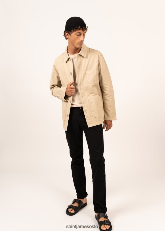 marineblå fransk chore jakke arbeidstøy bomull canvas Saint James sirocco ii sand unisex 8ZH04V143