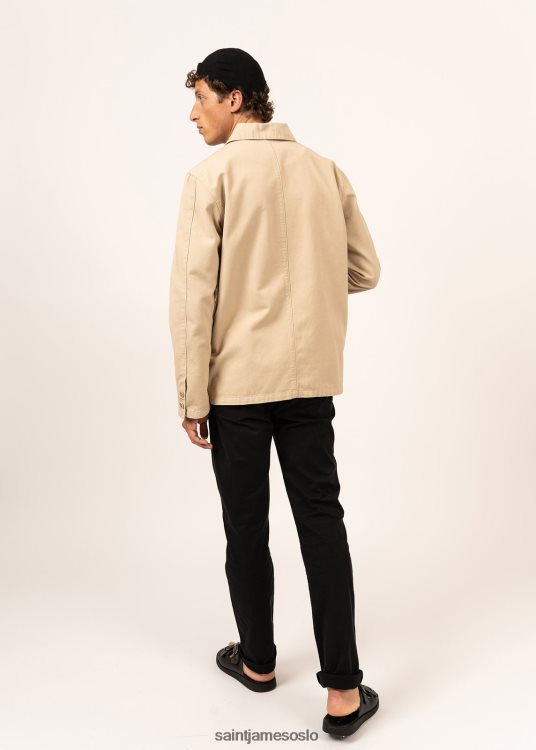 marineblå fransk chore jakke arbeidstøy bomull canvas Saint James sirocco ii sand unisex 8ZH04V143