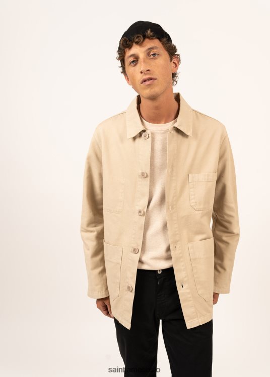 marineblå fransk chore jakke arbeidstøy bomull canvas Saint James sirocco ii sand unisex 8ZH04V143