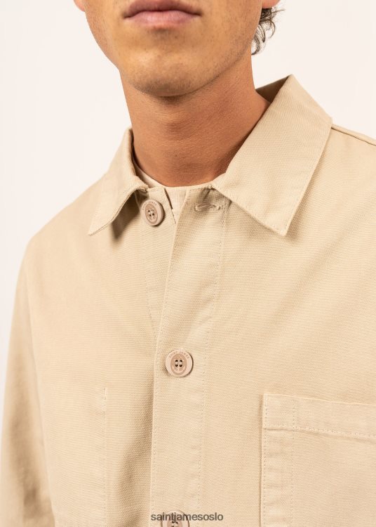marineblå fransk chore jakke arbeidstøy bomull canvas Saint James sirocco ii sand unisex 8ZH04V143