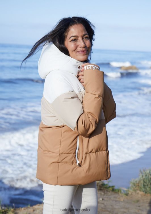 pufferjakke med ryggsekkstropper Saint James ste annabelle maltbrun/havregryn/vinterhvit kvinner 8ZH04V120