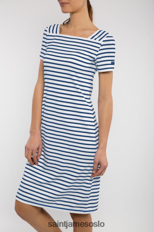 firkantet hals nautisk stripete kjole anti-uv stretch stoff Saint James tolede ii hvit/kongeblå unisex 8ZH04V137