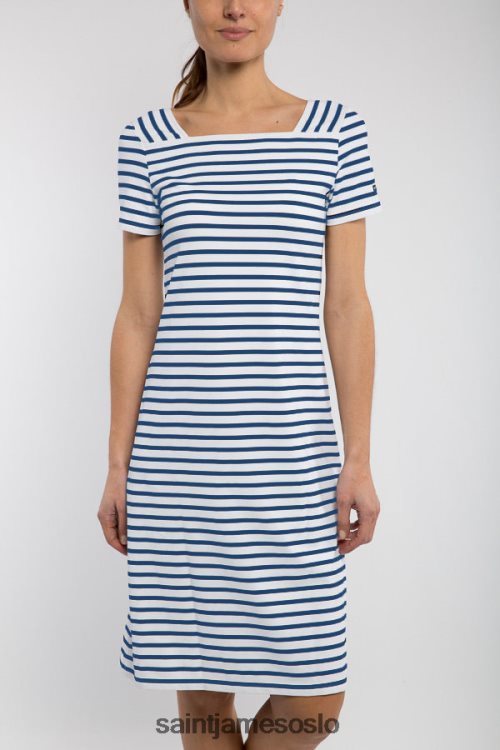 firkantet hals nautisk stripete kjole anti-uv stretch stoff Saint James tolede ii hvit/kongeblå unisex 8ZH04V137
