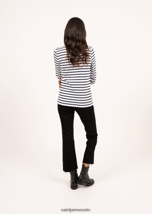 Breton stripete topp med ermet myk bomullspassform Saint James galathee ii hvit/marine kvinner 8ZH04V97