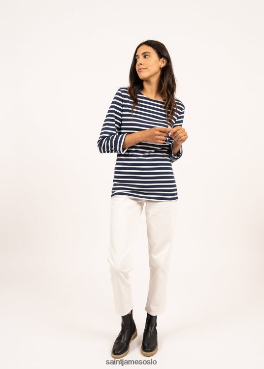 autentisk breton stripet skjorte myk bomull Saint James minquiers moderne marine/hvit menn 8ZH04V71