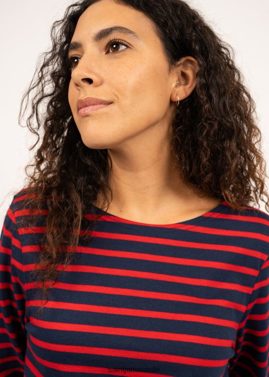 autentisk breton stripet skjorte myk bomull Saint James minquiers moderne marine/rød menn 8ZH04V74