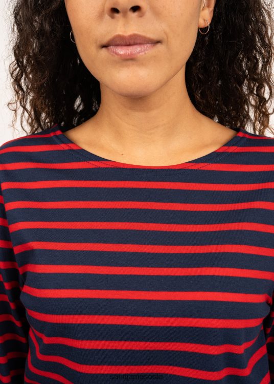 autentisk breton stripet skjorte myk bomull Saint James minquiers moderne marine/rød menn 8ZH04V74