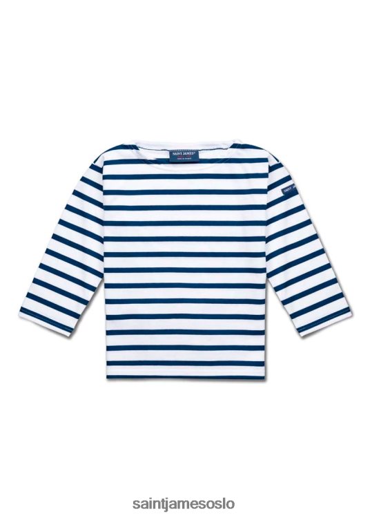 autentisk bretonsk skjorte for barn i myk bomull Saint James minquiers barn hvit/marine unisex 8ZH04V173