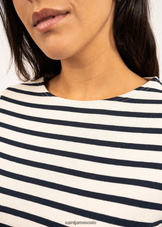 autentisk bretonsk skjorte i kraftig bomullspassform Saint James meridame ii ecru/marine kvinner 8ZH04V94