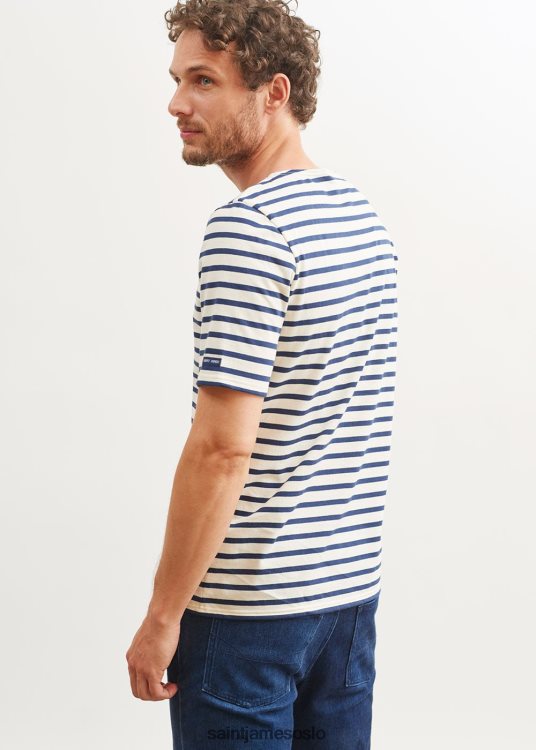 breton stripe kortermet skjorte myk bomull Saint James relevant moderne ecru/marine unisex 8ZH04V46
