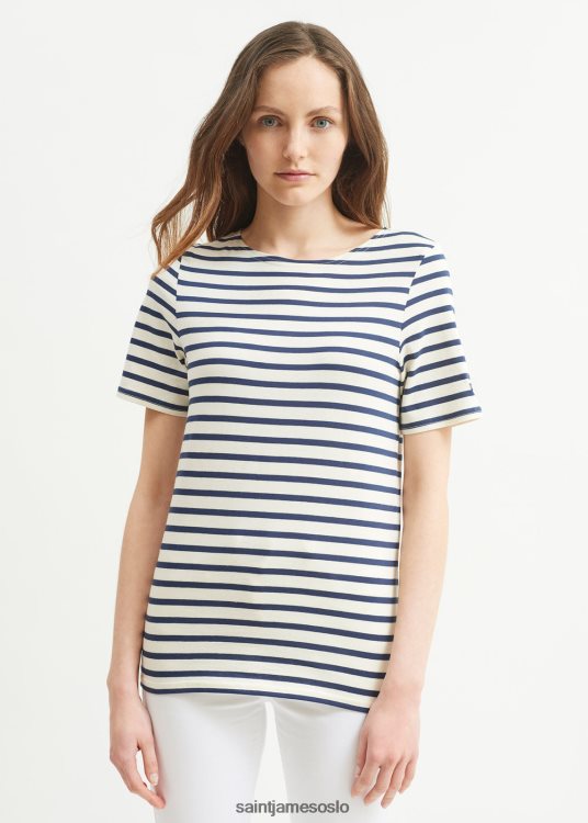 breton stripe kortermet skjorte myk bomull Saint James relevant moderne ecru/marine unisex 8ZH04V46
