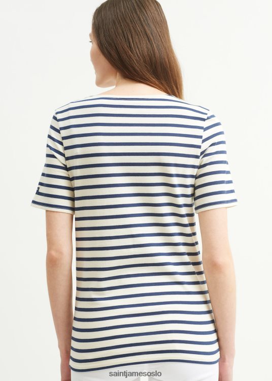 breton stripe kortermet skjorte myk bomull Saint James relevant moderne ecru/marine unisex 8ZH04V46
