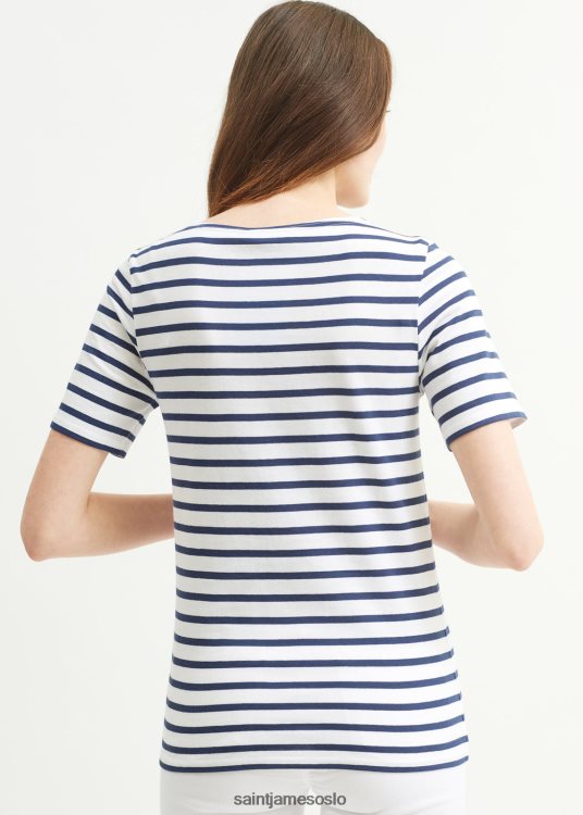 breton stripe kortermet skjorte myk bomull Saint James relevant moderne hvit/marine unisex 8ZH04V44