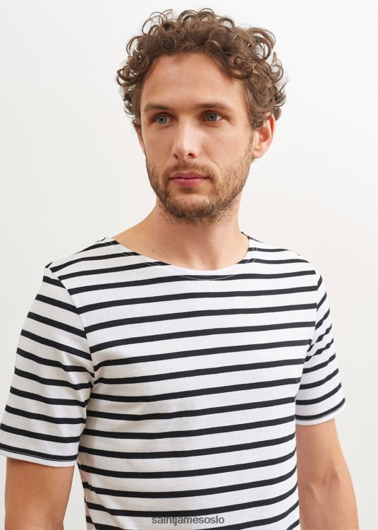 breton stripe kortermet skjorte myk bomull Saint James relevant moderne hvit svart unisex 8ZH04V53