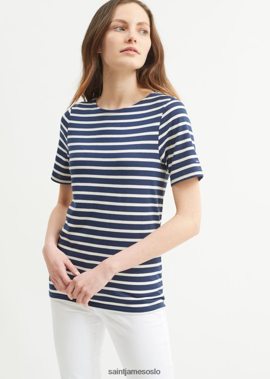breton stripe kortermet skjorte myk bomull Saint James relevant moderne marine/ecru unisex 8ZH04V45