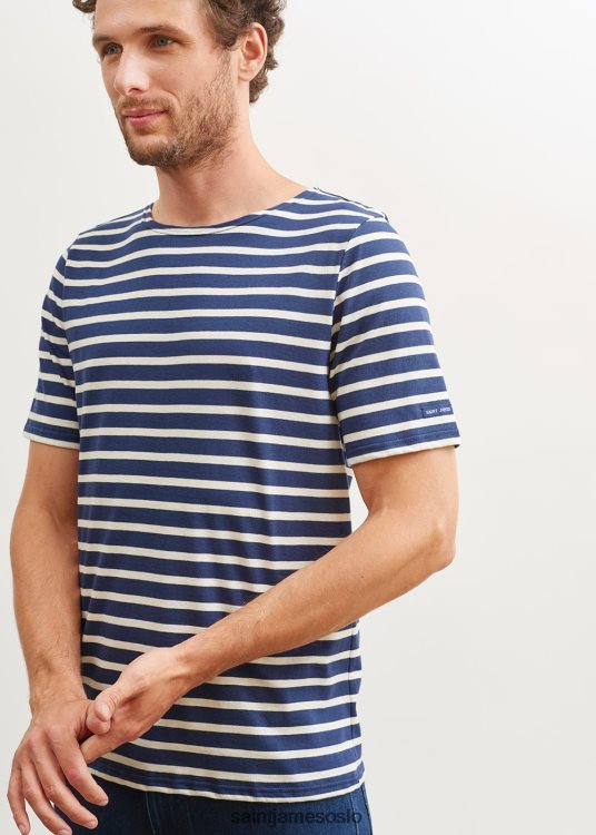 breton stripe kortermet skjorte myk bomull Saint James relevant moderne marine/ecru unisex 8ZH04V45