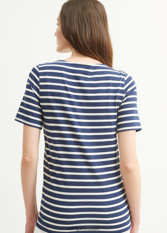 breton stripe kortermet skjorte myk bomull Saint James relevant moderne marine/ecru unisex 8ZH04V45
