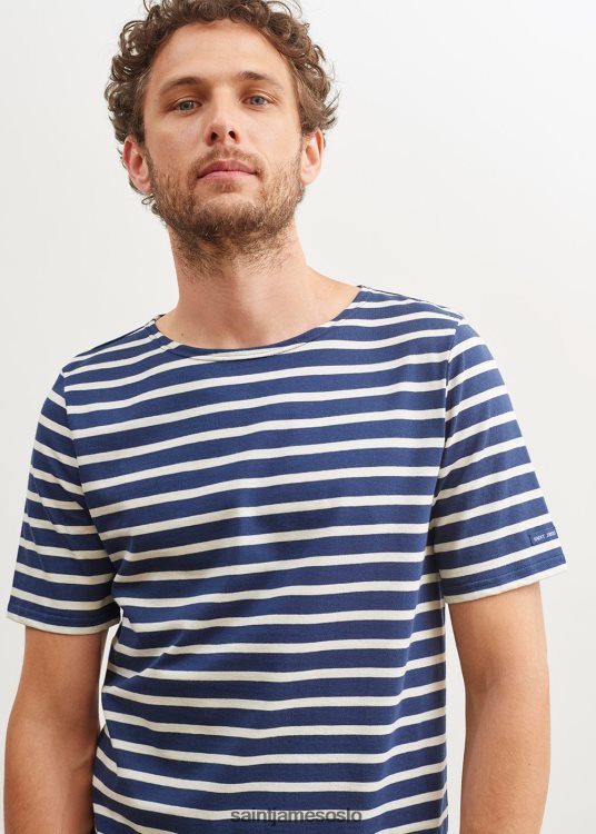 breton stripe kortermet skjorte myk bomull Saint James relevant moderne marine/ecru unisex 8ZH04V45
