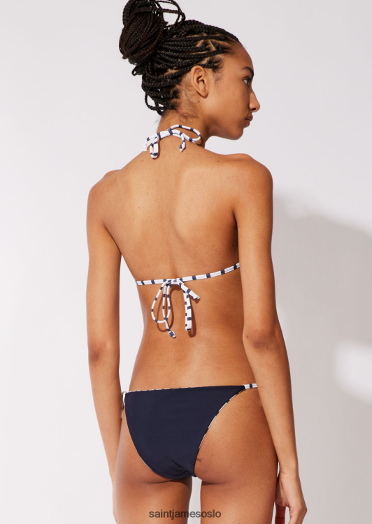 den vendbare iristoppen Saint James solid og stripete hvit/marine unisex 8ZH04V37