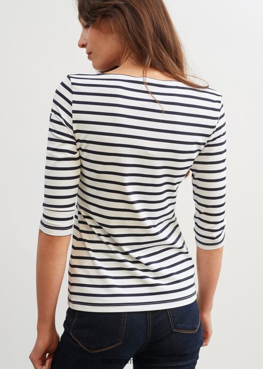 nautisk stripete sportsoverdel med UV-beskyttelse Saint James garde-cote iii hvit/marine kvinner 8ZH04V91