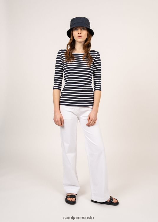 nautisk stripete sportsoverdel med UV-beskyttelse Saint James garde-cote iii marine/hvit kvinner 8ZH04V90