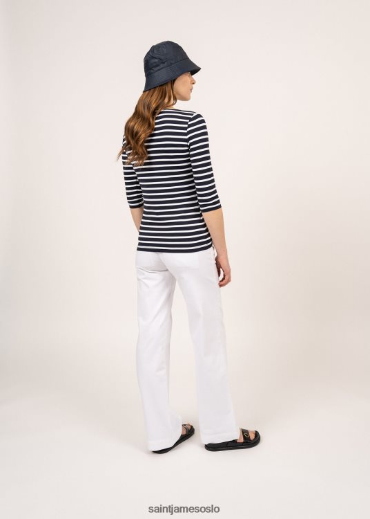 nautisk stripete sportsoverdel med UV-beskyttelse Saint James garde-cote iii marine/hvit kvinner 8ZH04V90