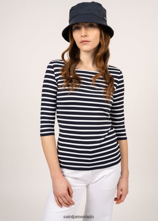 nautisk stripete sportsoverdel med UV-beskyttelse Saint James garde-cote iii marine/hvit kvinner 8ZH04V90