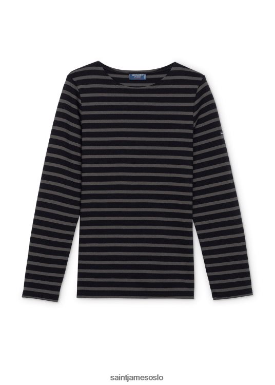 original bretonsk skjorte tungvektsbomull Saint James meridien moderne svart brun unisex 8ZH04V157