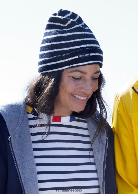 nautisk stripet lue i ullblanding Saint James cartier marine/elfenben unisex 8ZH04V70