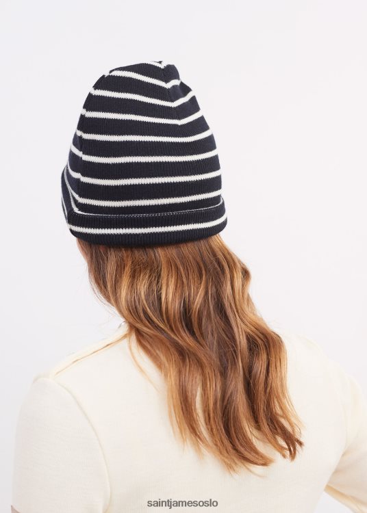 nautisk stripet lue i ullblanding Saint James cartier marine/elfenben unisex 8ZH04V70