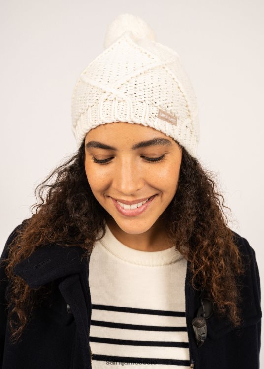 strukturstrikket lue med pom pom Saint James andes vinterhvit unisex 8ZH04V125