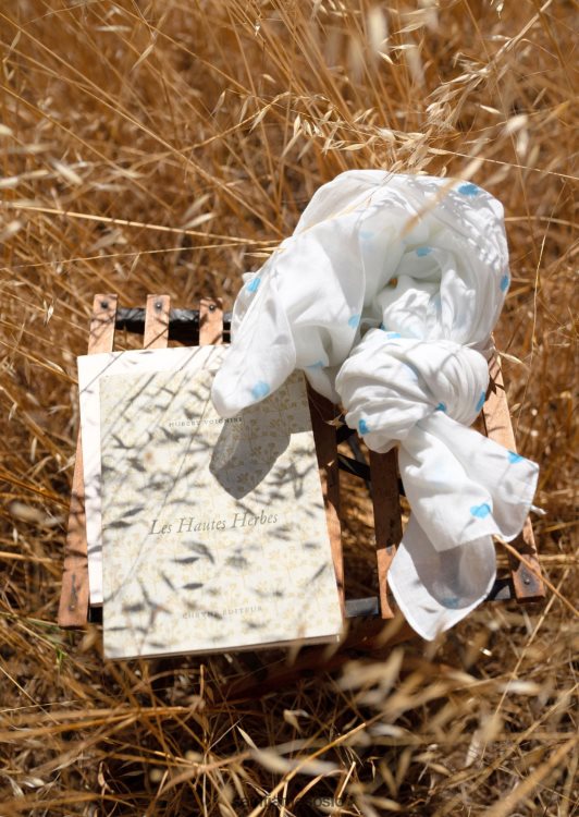 hjerter motiv bomull rektangulært oversize skjerf Saint James hjerte skjerf hvit/lyseblå unisex 8ZH04V129