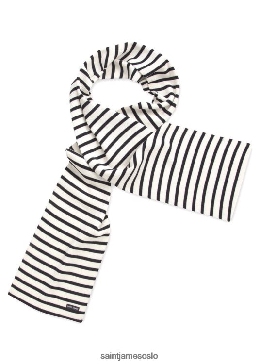 stripete skjerf i behagelig ullblanding Saint James duguay elfenben/marine unisex 8ZH04V89