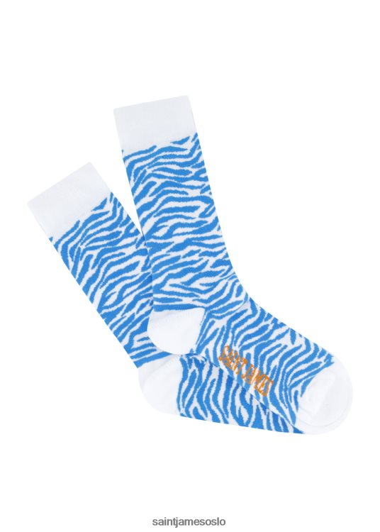 broderte sokker Saint James pieds sebre hvit/lyseblå unisex 8ZH04V132